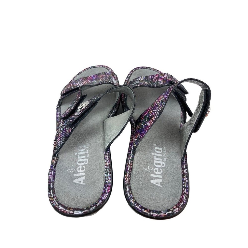 *Alegria Double Strap Comfort Sandal Slide Womens 39 Croc Embossed Leather Shoes - Picture 6 of 14